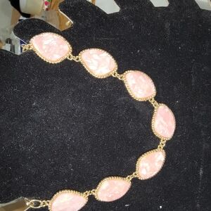 Delicate Pink and Gold Necklace with Opalescent Stones
